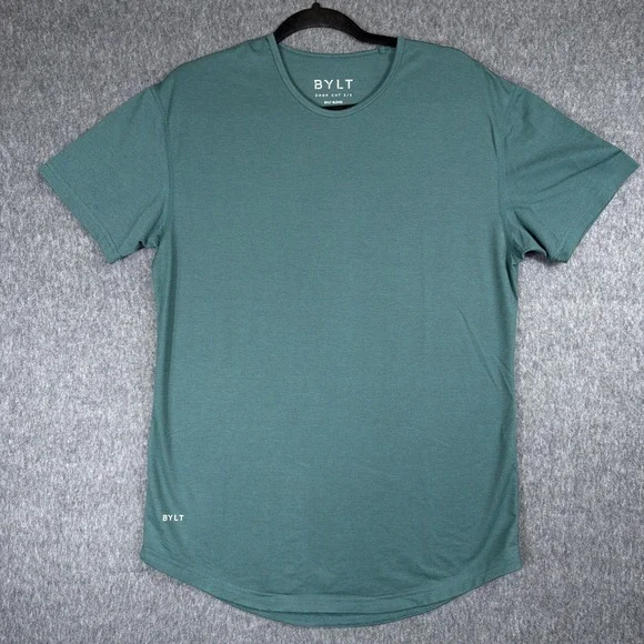 BYLT Drop Cut Shirt Men's M Gym Workout Tee Green Premium Basics - Picture 1 of 6